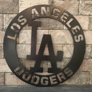 MLB Distressed 6 x 12 Heritage Logo Team Name Sign Los Angeles Dodgers