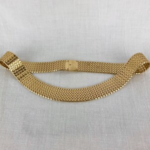 Vintage Metal Mesh Choker Necklace 70s Gold Tone Chain Necklace 
