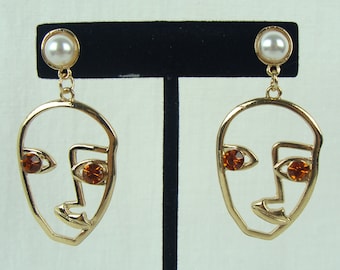 funky 90/'s earrings retro statement earrings Dangle clay earrings