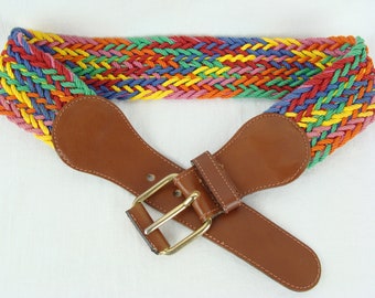 Vintage 90s Rainbow Striped Woven Cloth Chord Ribbon Trim  display picture 3