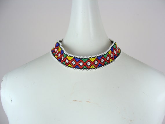 Vintage Seed Bead Choker 70s Native 