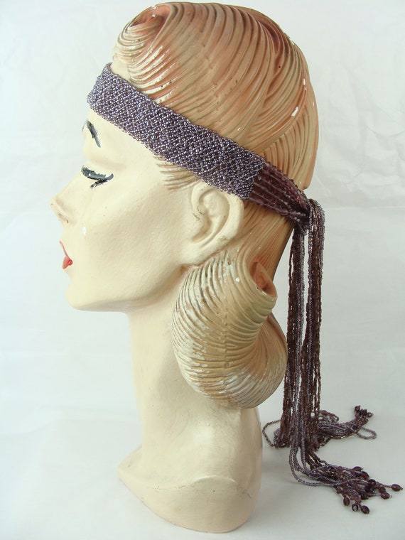 Vintage Beaded Belt 80s Headband Scarf Shawl OOAK… - image 3