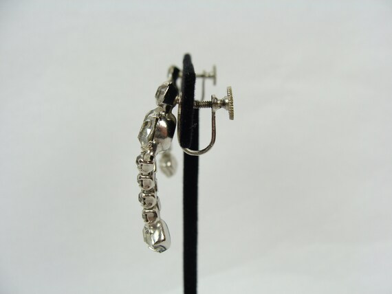 Vintage Rhinestone Drop Earrings 50s Faux Diamond… - image 5