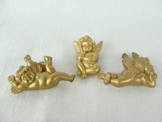 Vintage Button Covers Set of 3 Cherubs Angels 90s… - image 3