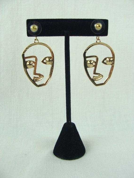 Vintage Face Earrings 90s Picasso Style Drop Earr… - image 6