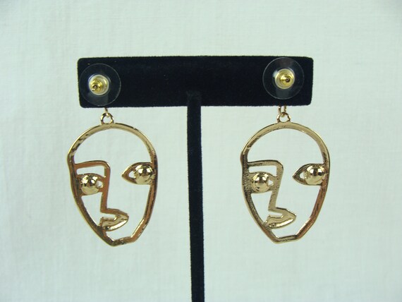 Vintage Face Earrings 90s Picasso Style Drop Earr… - image 5