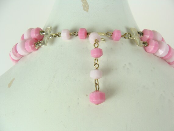 Vintage Beaded Necklace 60s Pink Multi Strand Mod… - image 5