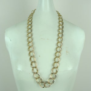 Vintage Chunky Chain Necklace 80s Gold Tone Double Chain Statement Necklace Long Necklace Simple Chic Cool Minimalist Basic Classic Minimal image 2