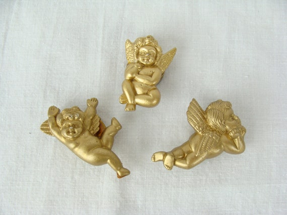 Vintage Button Covers Set of 3 Cherubs Angels 90s… - image 1