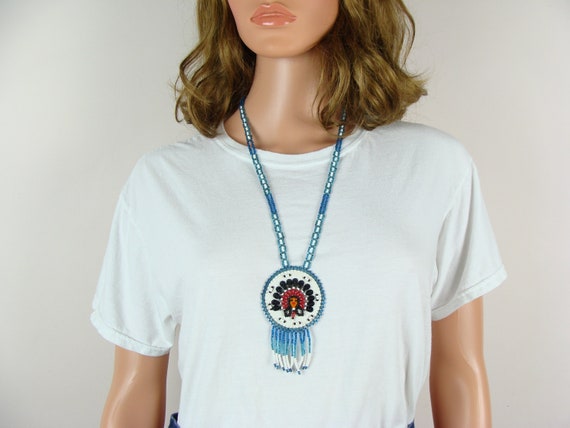 Vintage Native American Necklace 90s does 70s See… - image 2