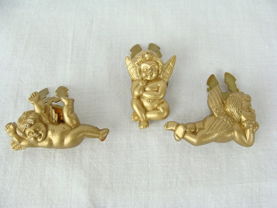 Vintage Button Covers Set of 3 Cherubs Angels 90s… - image 2