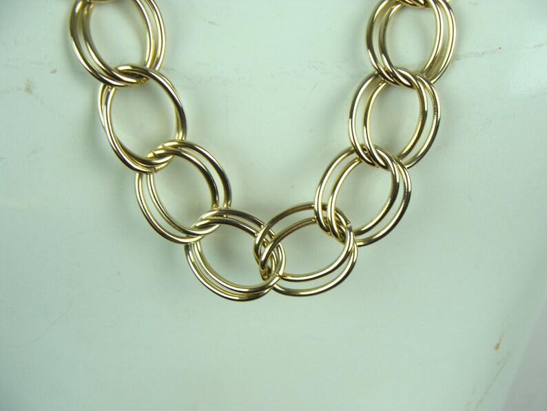 Vintage Chunky Chain Necklace 80s Gold Tone Double Chain Statement Necklace Long Necklace Simple Chic Cool Minimalist Basic Classic Minimal image 3