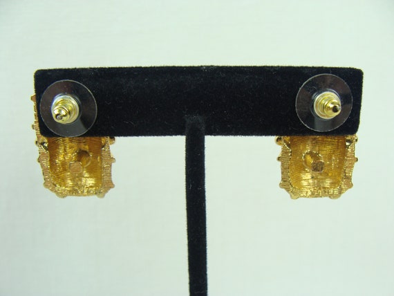 Vintage Earrings 80s Textured Gold Tone Byzantine… - image 7