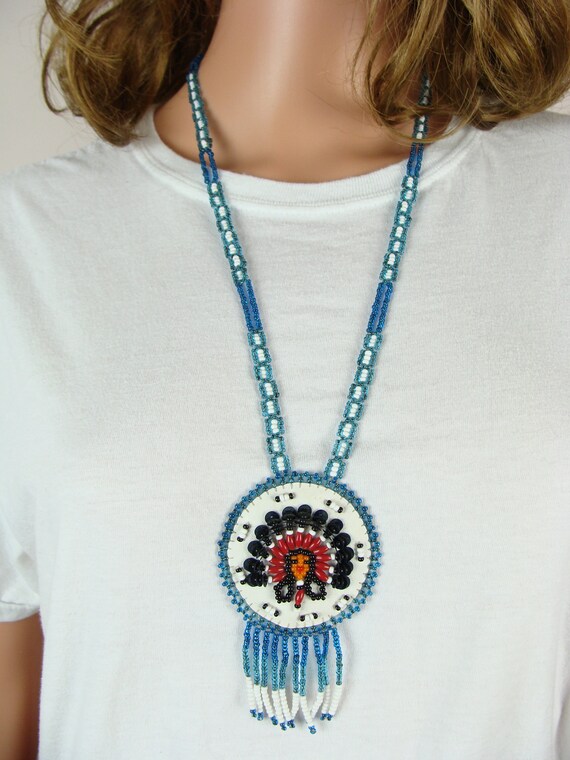 Vintage Native American Necklace 90s does 70s See… - image 3