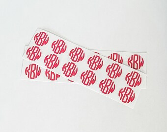 Set of 24 Small 3/4” Monogram Decals; Small Monogram Stickers, Phone Charger Decal, Car Key Monogram, Personalized Stickers