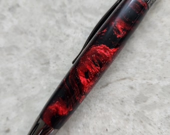 Red and Black Acrylic Twist Top Pen - Mothers Day Fathers Day Birthday Wedding Anniversary Retirement Easter