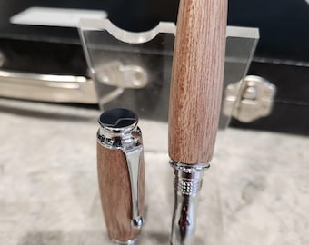 Meranti Wood Pen with Chrome Trim - Ballpoint or Fountain - Ideal Gift Birthday Anniversary Student Mothers Day Fathers Day Easter
