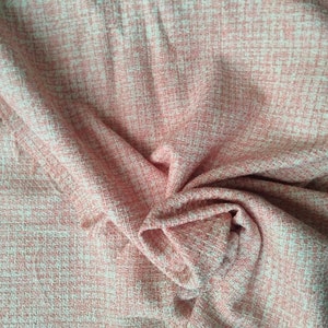 Pale pink tweed for tailoring, luxury couture. Pink fabric by the meter. Tailored jacket. image 7