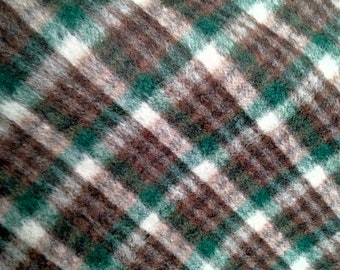 Checkered wool, velvet effect. Wool made coat, jacket, sewing. Fabric christmas sewing supply