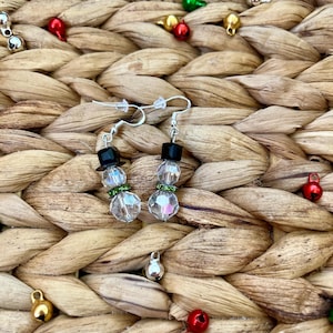 Green Snowman Dangle Earrings