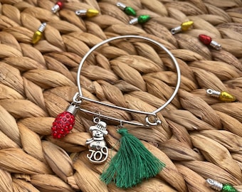 Pulsera con borlas de muñeco de nieve