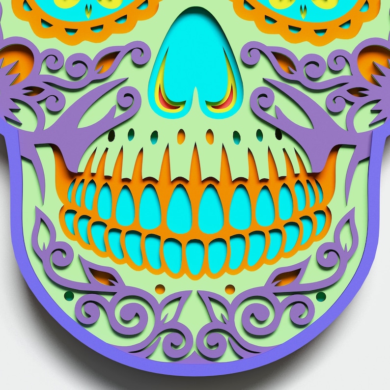 Download Multilayer Sugar Skull Mandala S1 DXF SVG Vector Mexican ...