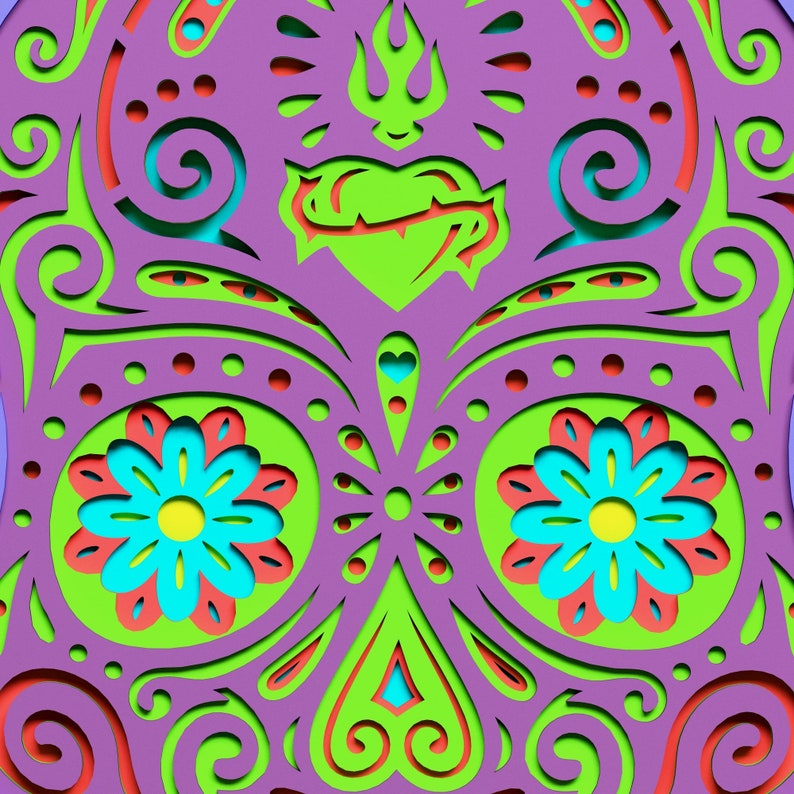 Download Multilayer Sugar Skull Mandala S4 DXF SVG Vector Mexican ...