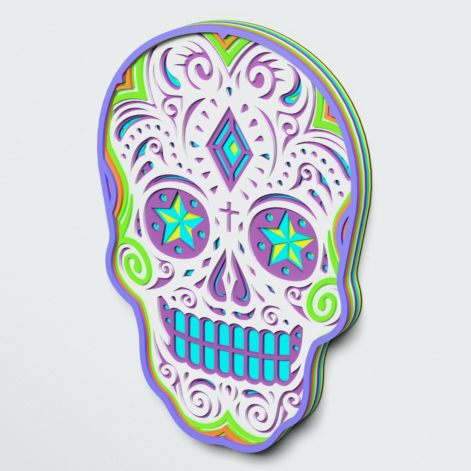 Download Multilayer Sugar Skull Mandala S6 DXF SVG Vector Mexican ...
