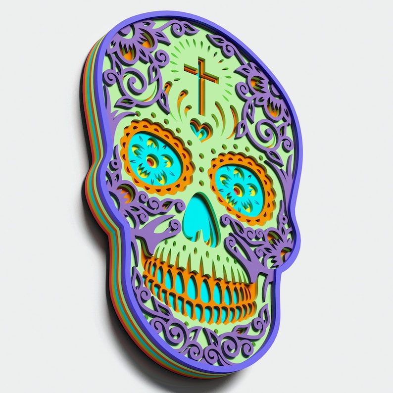 Download Multilayer Sugar Skull Mandala S1 DXF SVG Vector Mexican ...