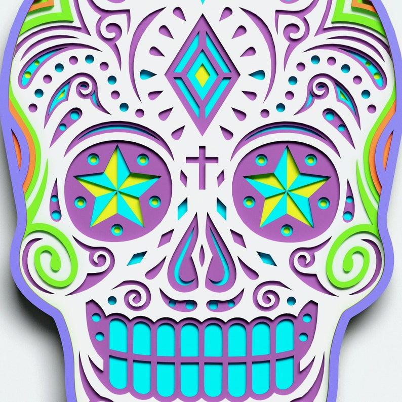 Download Multilayer Sugar Skull Mandala S6 DXF SVG Vector Mexican | Etsy