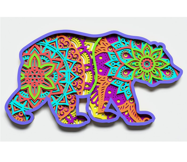 Download Multilayer Bear Mandala svg DXF SVG CDR Vector Mandala ...