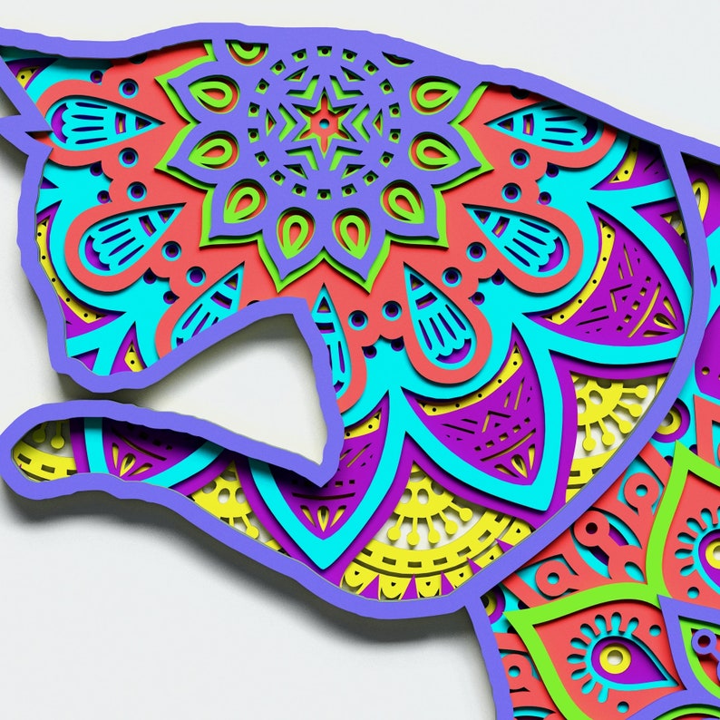 Download Multilayer Cat Mandala svg DXF SVG CDR Layered Mandala ...