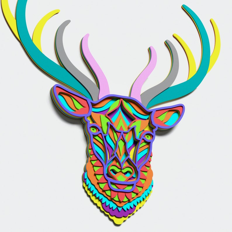 Download Multilayer Deer Mandala DXF SVG CDR Vector Mandala file ...