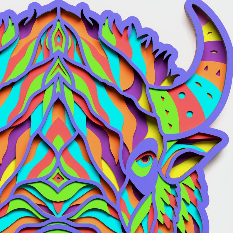 Multilayer Bison Mandala DXF SVG Vector Mandala file for ...