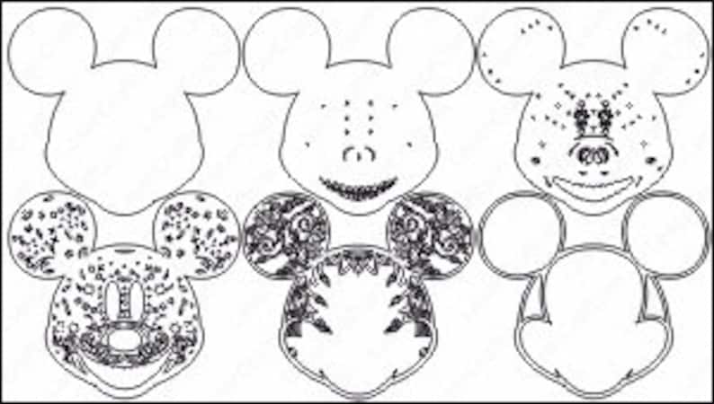 multilayer mickey mouse sugar skull mandala dxf svg vector
