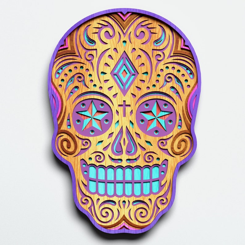 Download Multilayer Sugar Skull Mandala S6 DXF SVG Vector Mexican ...