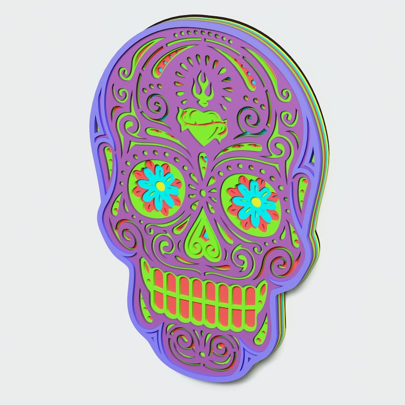 Download Multilayer Sugar Skull Mandala S4 DXF SVG Vector Mexican ...