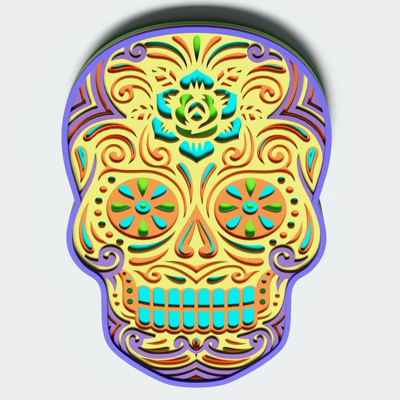 Download Multilayer Sugar Skull Mandala S2 DXF SVG Vector Mexican ...