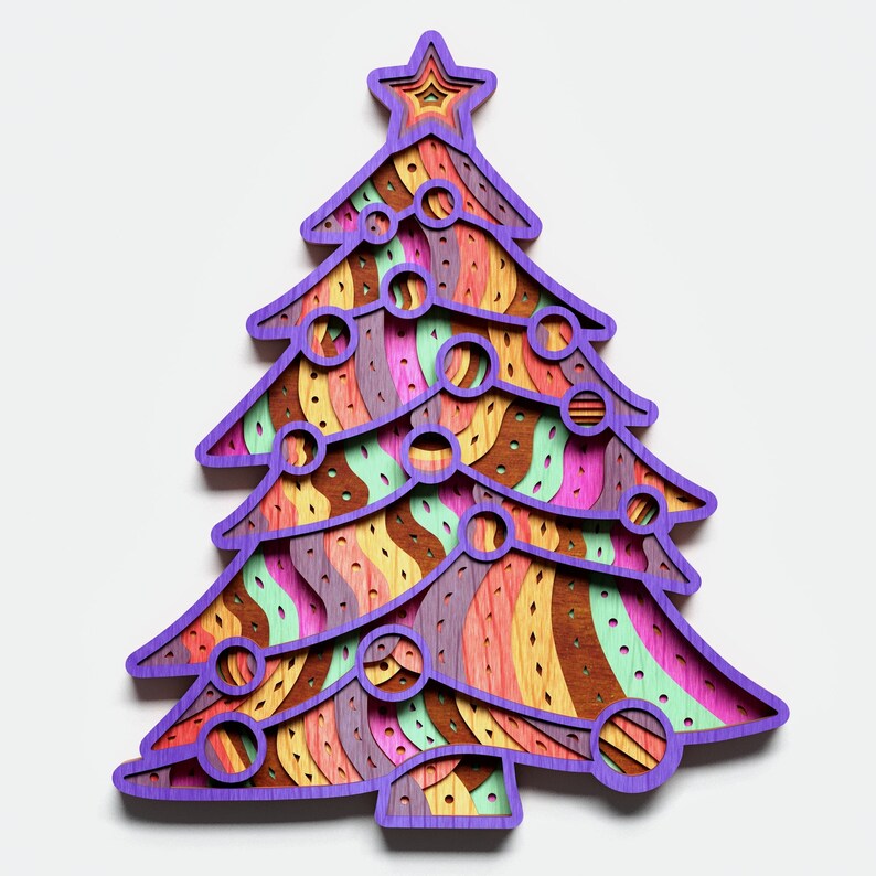 Download Multilayer Christmas Tree Mandala DXF SVG Vector Christmas ...
