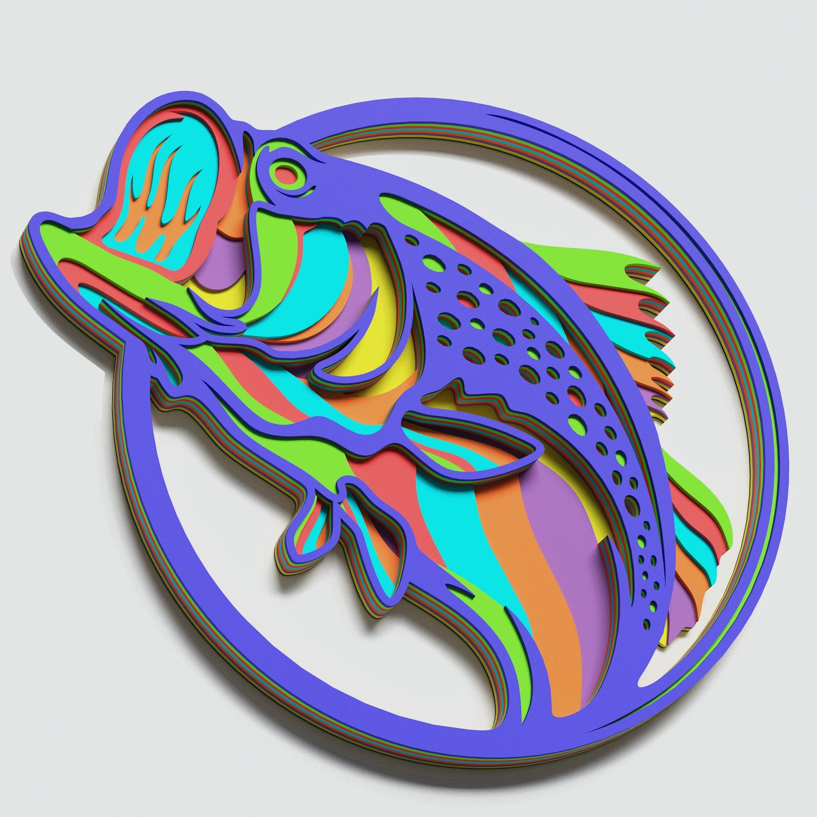 Download Multilayer Bass Fish Mandala DXF SVG Vector Mandala file ...