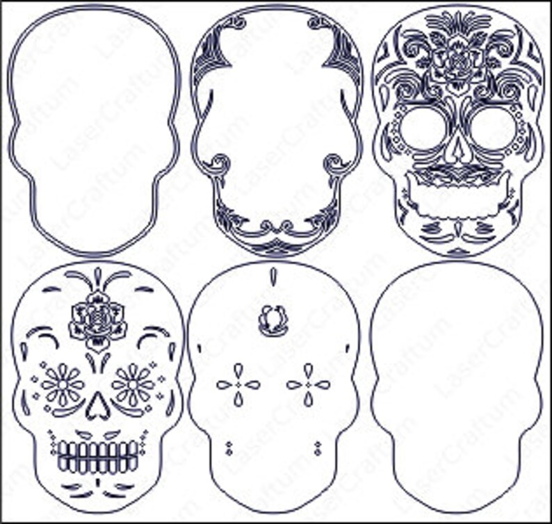 Download Multilayer Sugar Skull Mandala S2 DXF SVG Vector Mexican ...