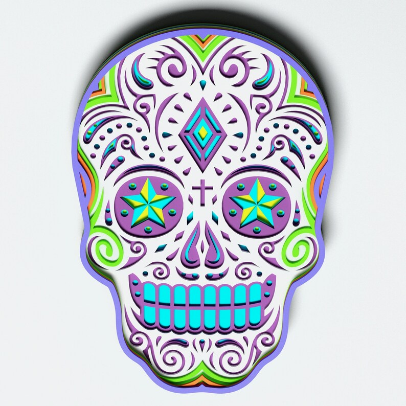 Download Multilayer Sugar Skull Mandala S6 DXF SVG Vector Mexican ...