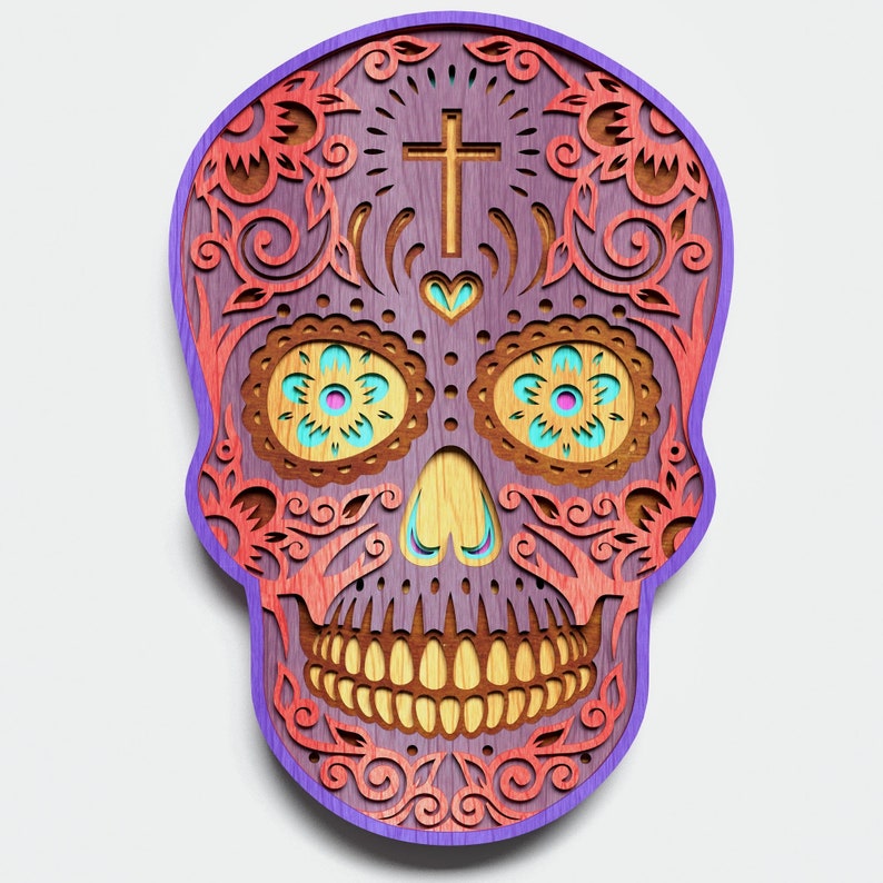 Download Multilayer Sugar Skull Mandala S1 DXF SVG Vector Mexican ...