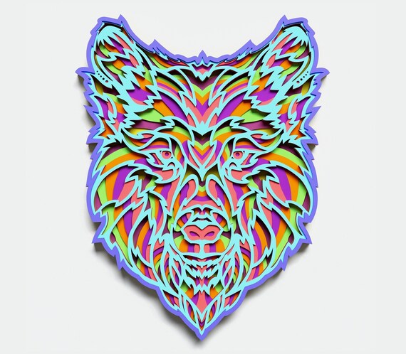 Download Multilayer Wolf Mandala Dxf Svg Cdr Vector Mandala File For Etsy
