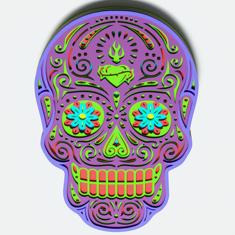 Download Multilayer Sugar Skull Mandala S4 DXF SVG Vector Mexican ...