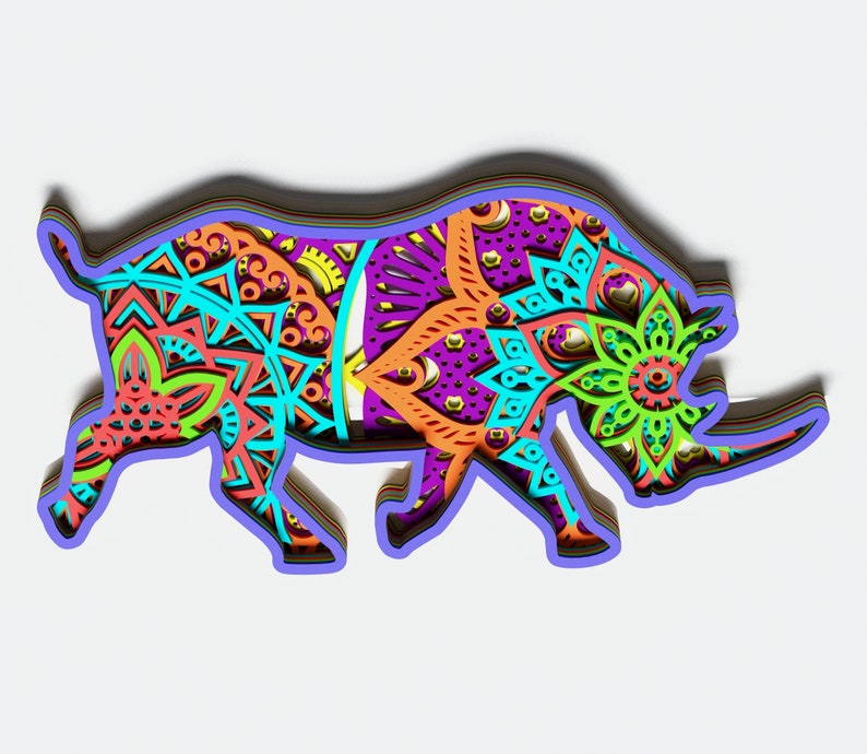 Download Multilayer Rhino Mandala svg DXF SVG CDR Vector Mandala | Etsy