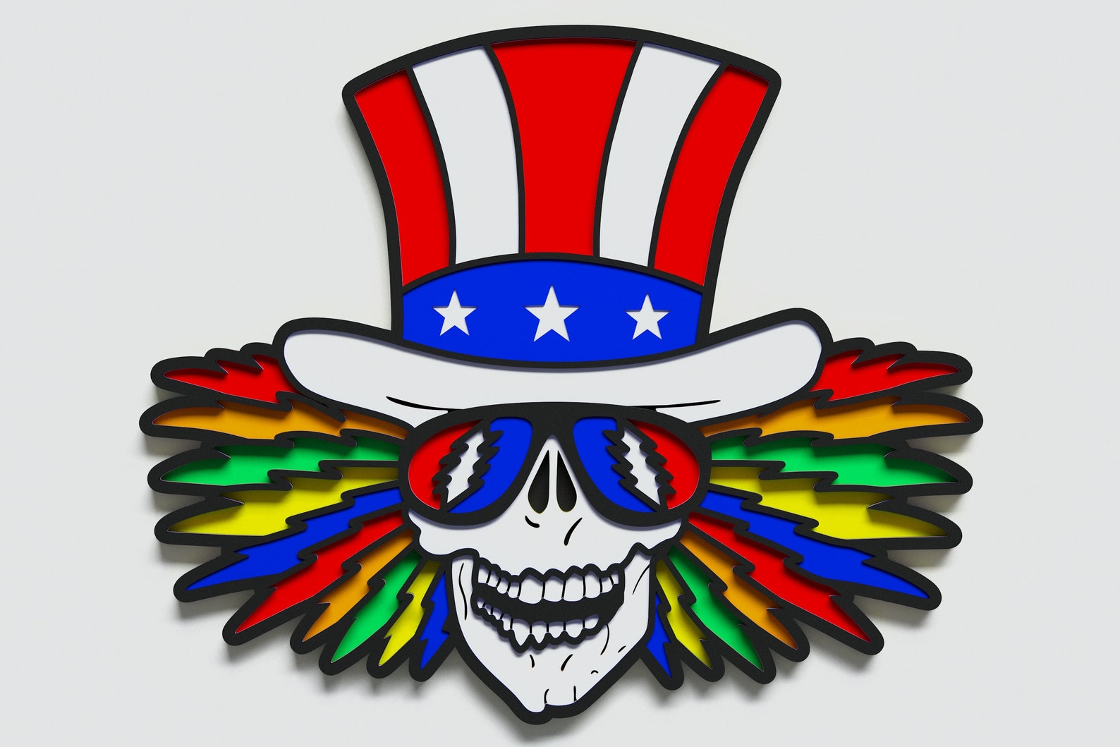 Multilayer Grateful Dead Uncle Sam Skull Design DXF SVG Etsy
