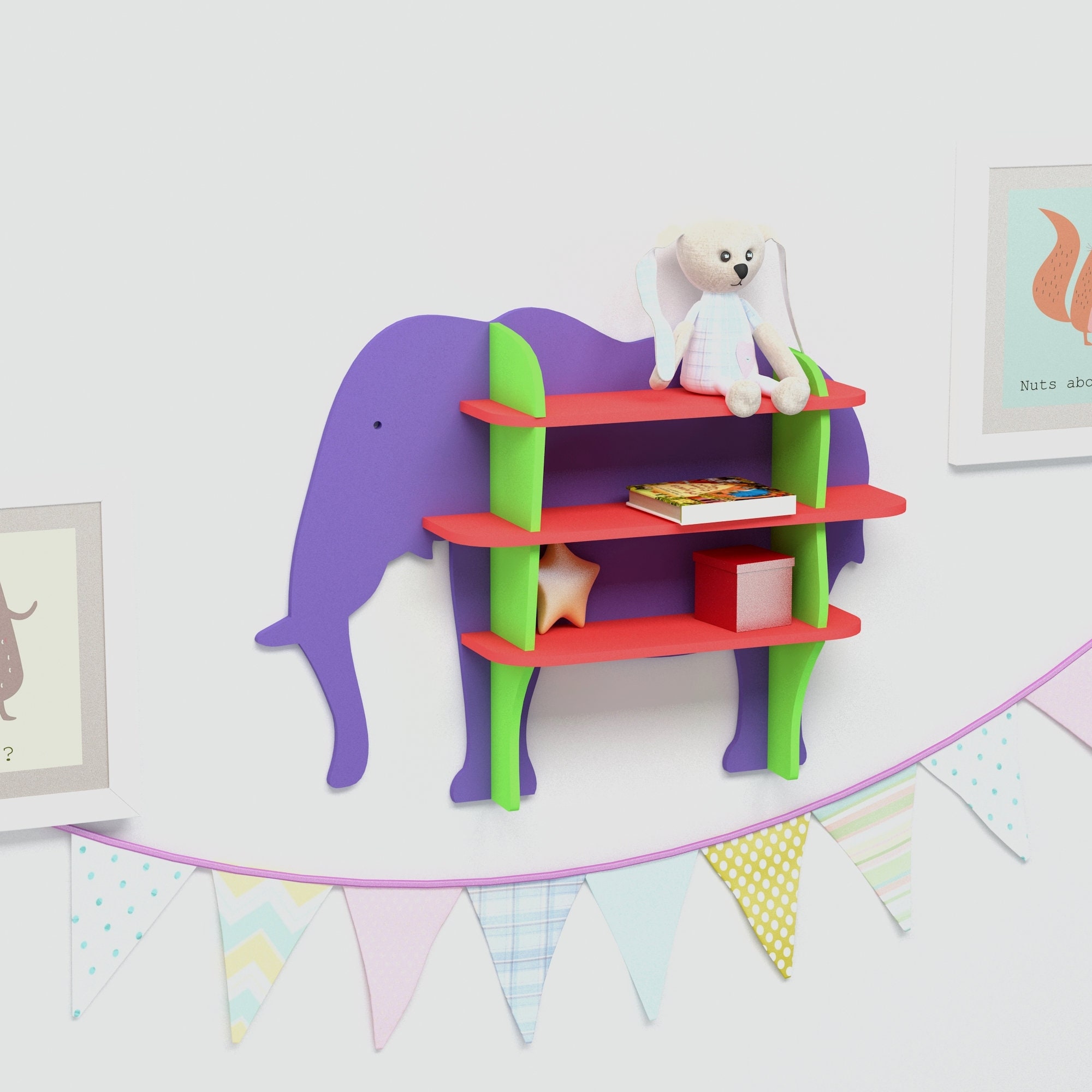 Download Elephant Shelf Vector Model Laser Cut Vector Model Elephant Etsy