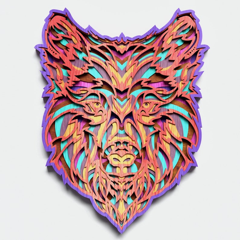 Download Multilayer Wolf Mandala DXF SVG CDR Vector Mandala file ...