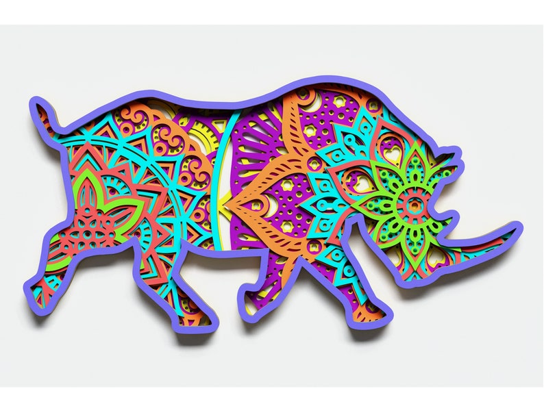 Download Multilayer Rhino Mandala svg DXF SVG CDR Vector Mandala | Etsy